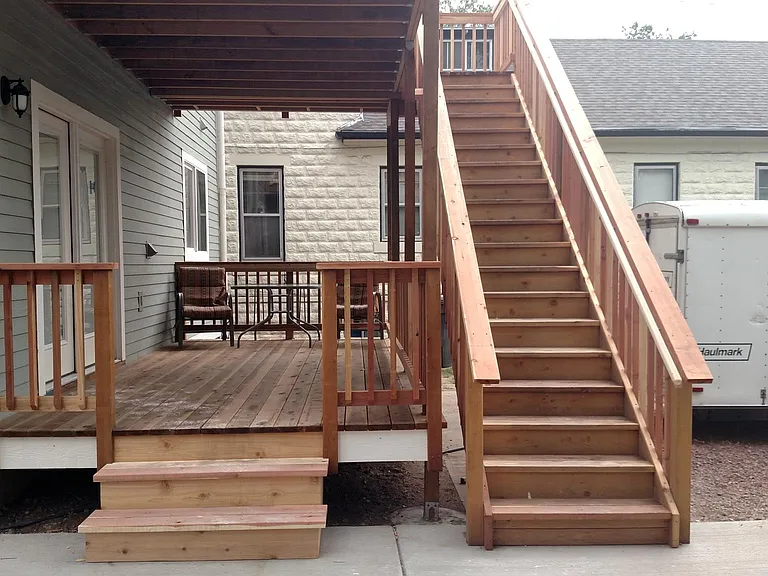 back porch and stairs to the 2nd floor apt