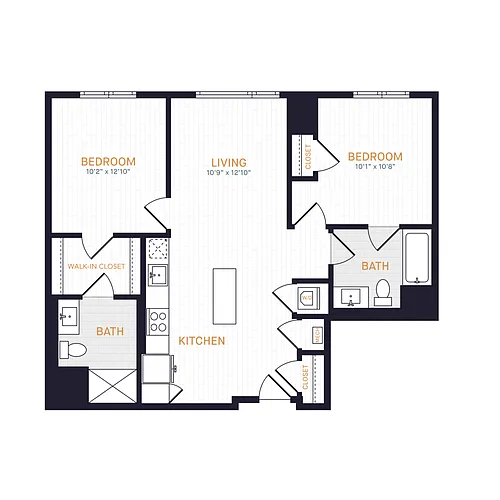 Floor plan B3 | 2 Bed | 2 Bath
