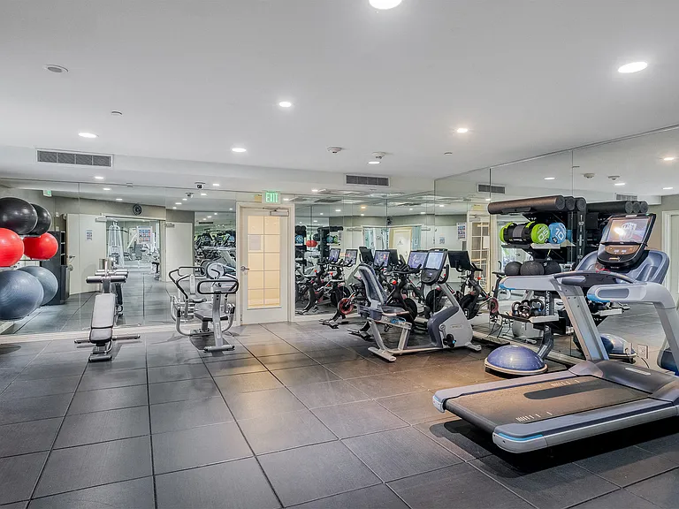 Fitness center complete with Peloton Bike