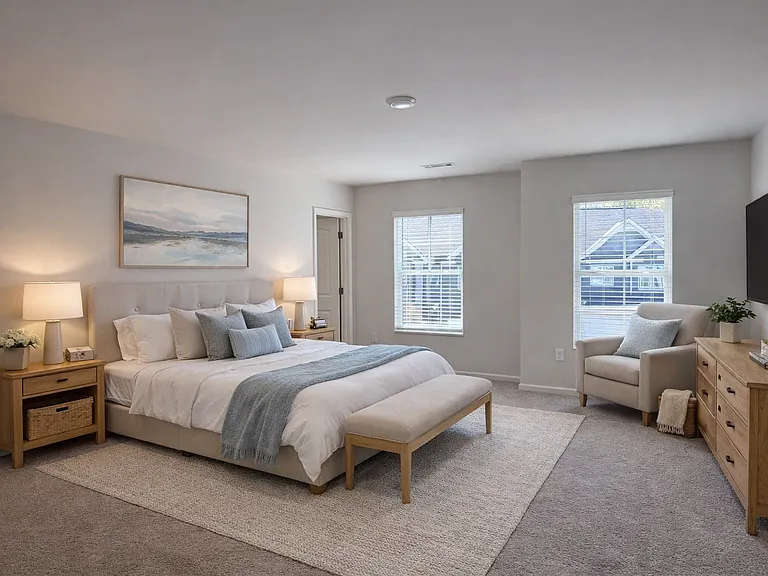 Staged master bedroom