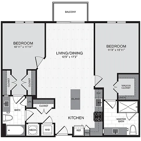Floor plan 2C w/ Balcony