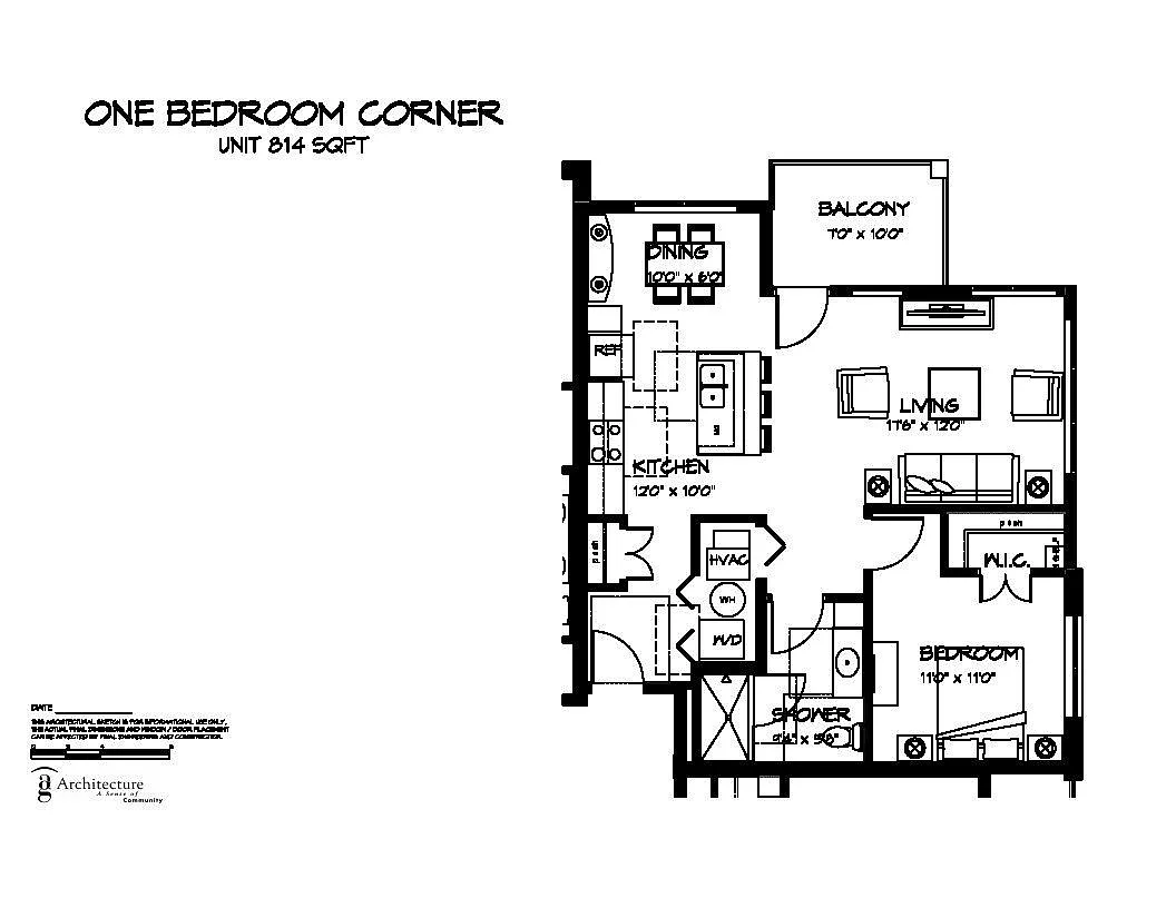 Floor plan Building B - One Bedroom D