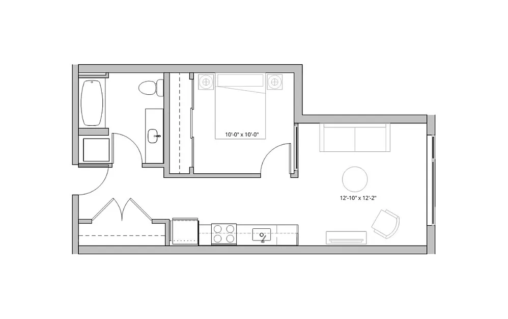 Floor plan Open 1x1 - B1