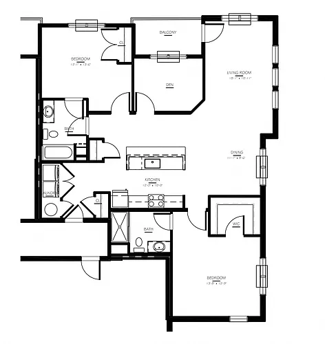 Floor plan 2 Bed/2 Bath-D-1 Phase IV