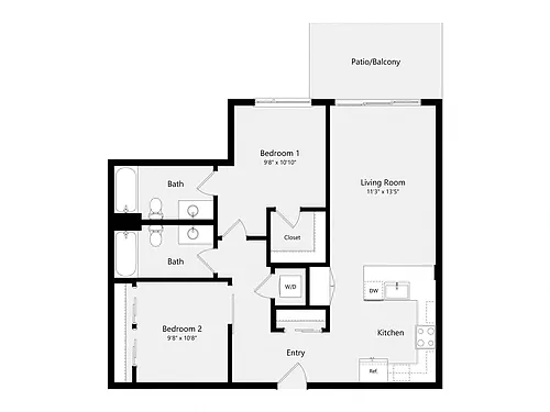 Floor plan Urban Two Bedroom D03A