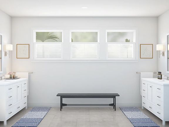 Primary bath with dual vanities