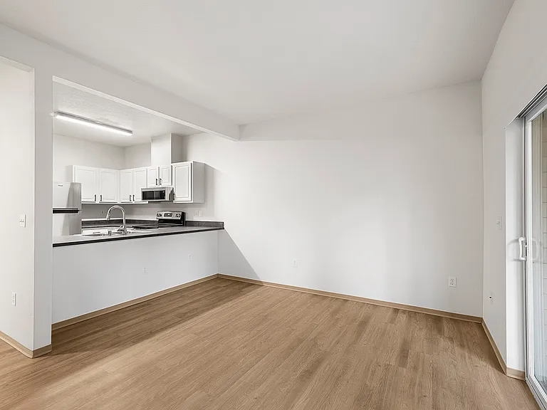 View of kitchen from living room