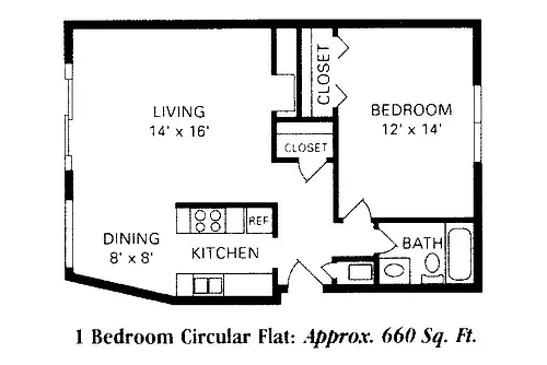 Floor plan 1 BD 660