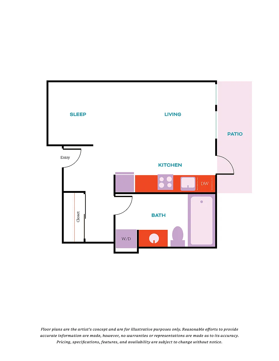 Floor plan Studio, 1 Bath - Apt A