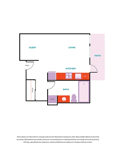 Floor plan Studio, 1 Bath - Apt A