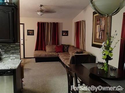 Dining room, living room, front door