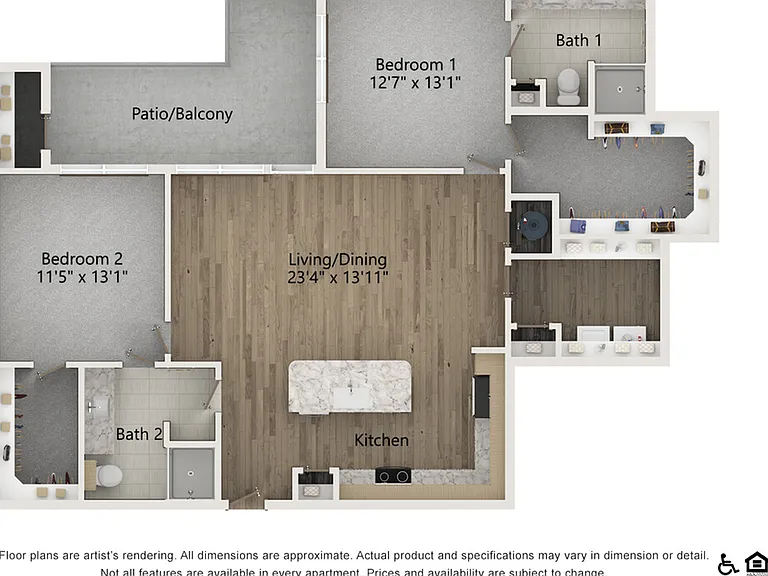 B3B | 2 bed 2 bath | 1226 sq ft B3B | 2 bed 2 bath | 1226 sq ft