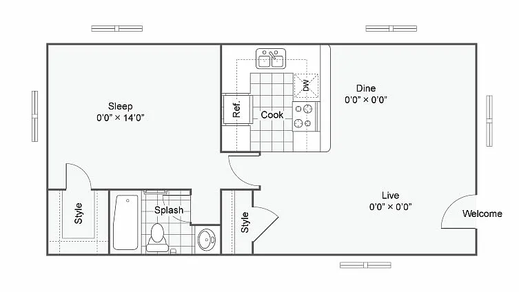 Floor plan The Dietzel: 1 Bedroom 1 Bath