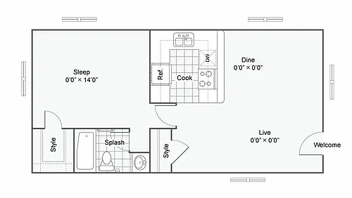 Floor plan The Dietzel: 1 Bedroom 1 Bath