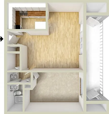 One bedroom floor plan One bedroom floor plan
