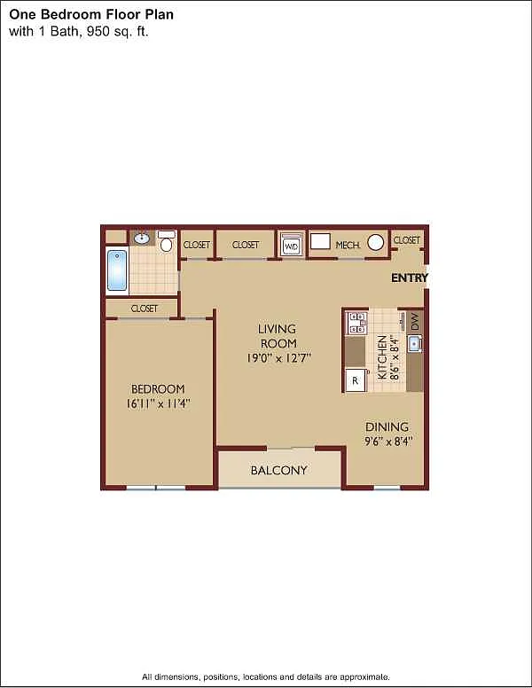 Floor plan $2.40/sq.ft. - One Bedroom