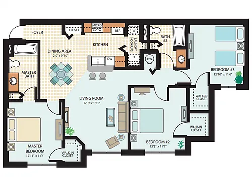Floor plan 3 Bed 2 Bath