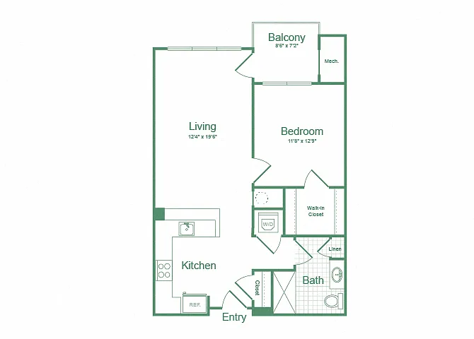 Floor plan One Bedroom A2