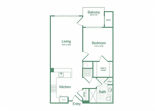 Floor plan One Bedroom A2