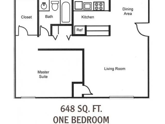 Floor plan 1 Bedroom 1 Bath