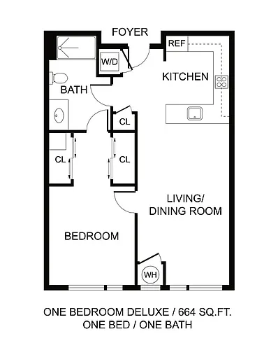 Floor plan One Bed Deluxe