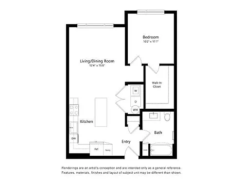 Floor plan Revel by Alta 1B-A
