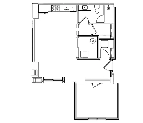 Floor plan 206 - 1 Bedroom Penthouse