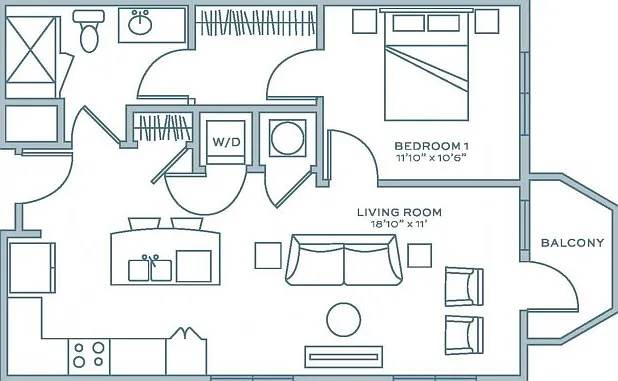 One Bedroom One Bath (708 SF) One Bedroom One Bath (708 SF)