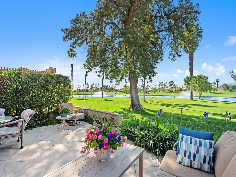 Patio with openspace view, lake in the background