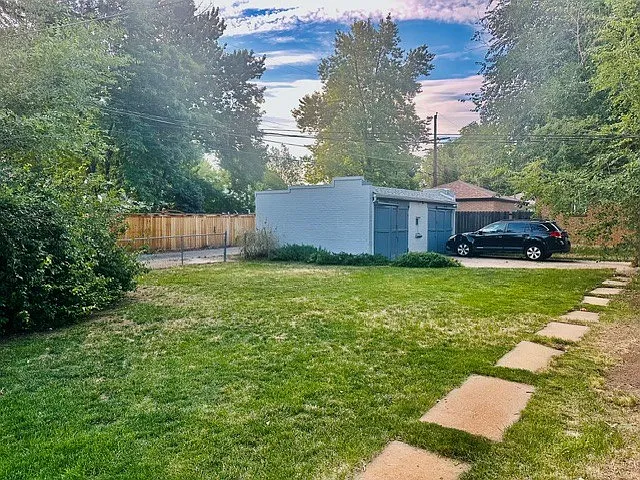 Backyard and garage