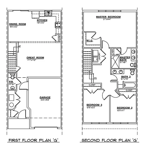 Floor plan The Stratford 2-Level Townhome