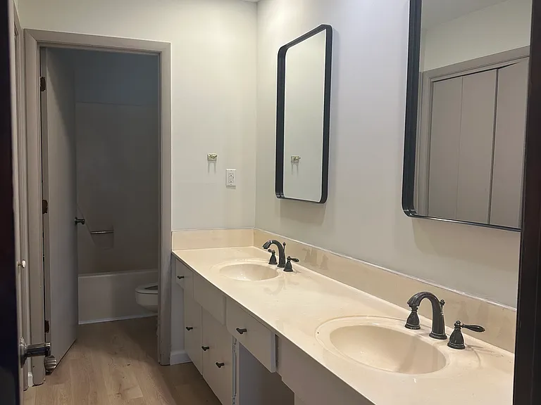 Downstairs bathroom has new tub/shower combo
