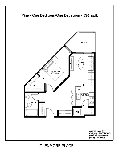Floor plan 1 Bedroom + 1 Bathroom with balcony
