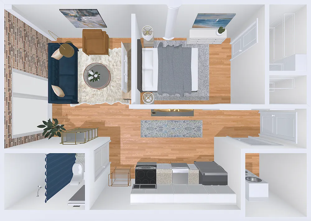 Floor plan 1bd/1b 3
