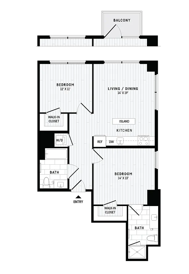 Floor plan 2 Bed/2 Bath-D2 IZ