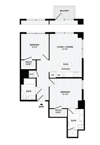 Floor plan 2 Bed/2 Bath-D2 IZ