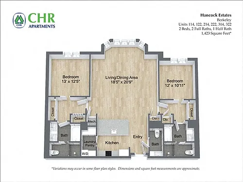 Floor plan 2 Bed /2.5 Bath Single Level - Hancock Estates