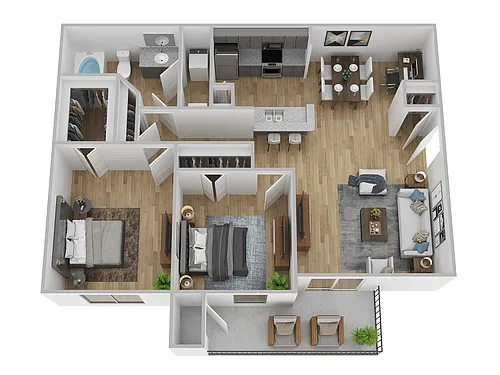 Floor plan 2 Bed, 1 Bath A (80% Income Restricted)