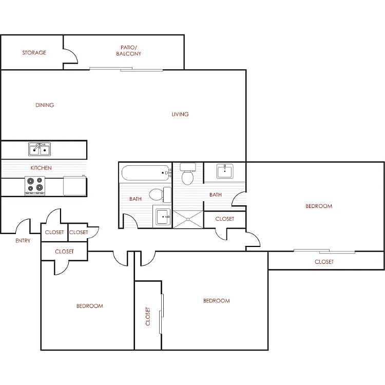 Floor plan 3 Bedroom 2 Bathroom