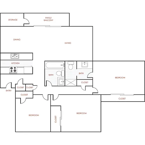 Floor plan 3 Bedroom 2 Bathroom