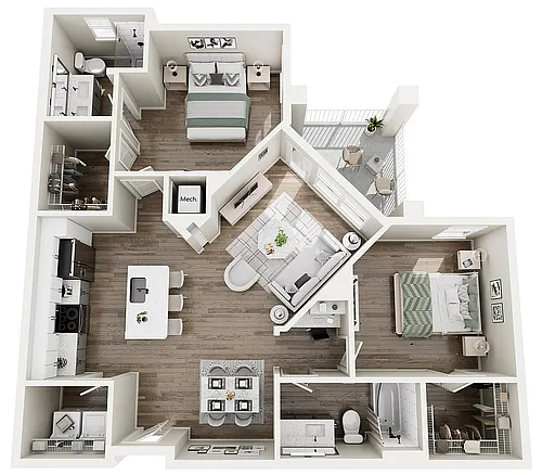 Floor plan B2-Saone 2B/2B 1154sf