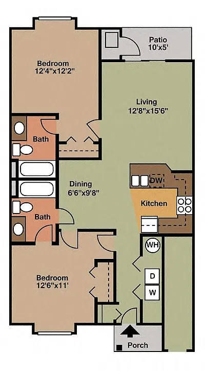 Floor plan Two Bedroom, Two Bath Lower