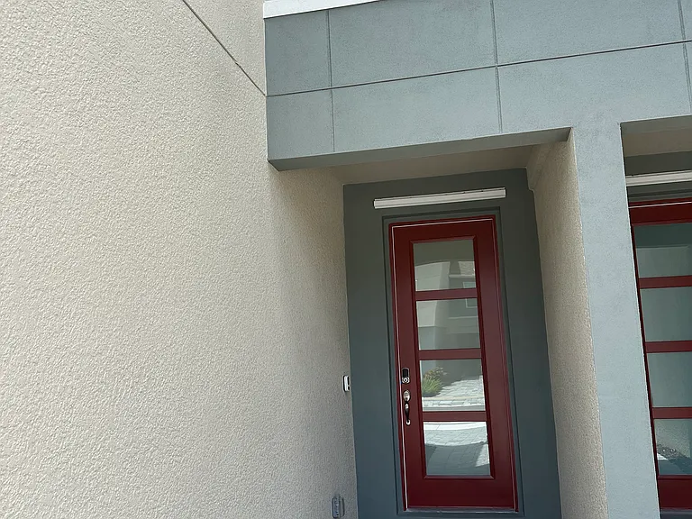 Front Door with Keypad and Video Doorbell