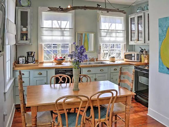 Kitchen in Spring time, with fresh irises from the yard