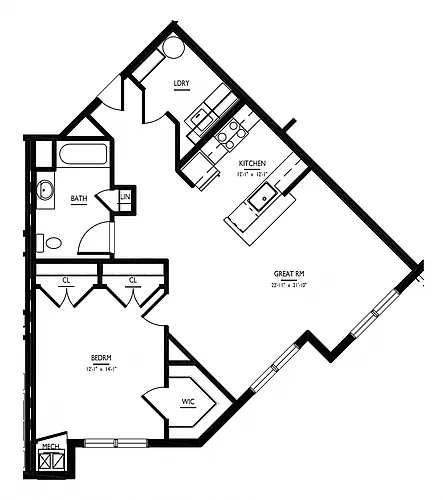 Floor plan 1 Bed/1 Bath-Ga Phase II