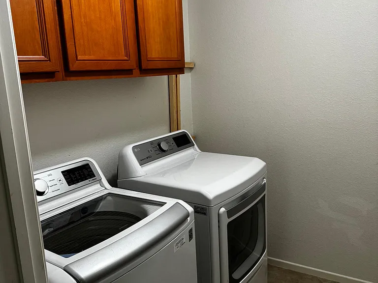 washer and dryer on second floor by bedrooms