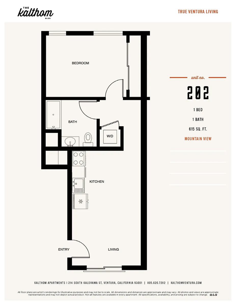Floor plan 1 Bedroom, 1 Bathroom
