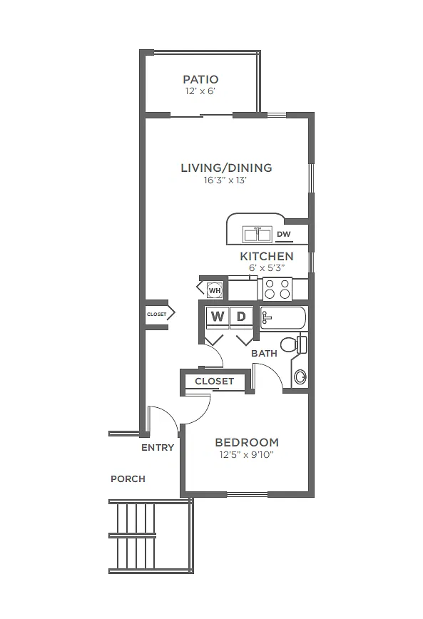 Floor plan 1 Bed, 1 Bath A6