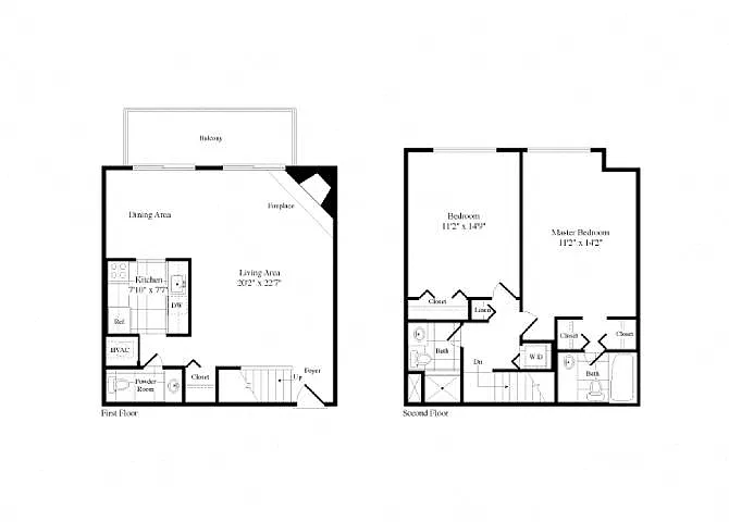 Floor plan 2 Bed | 2.5 Bath - B2F