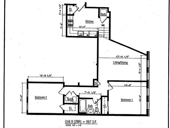 Floor plan. Almost 1000 sqft (997) of living space designed